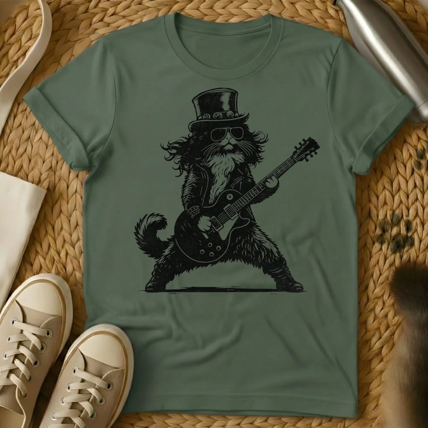 Slash Shirt - Military Green Cat T-Shirt