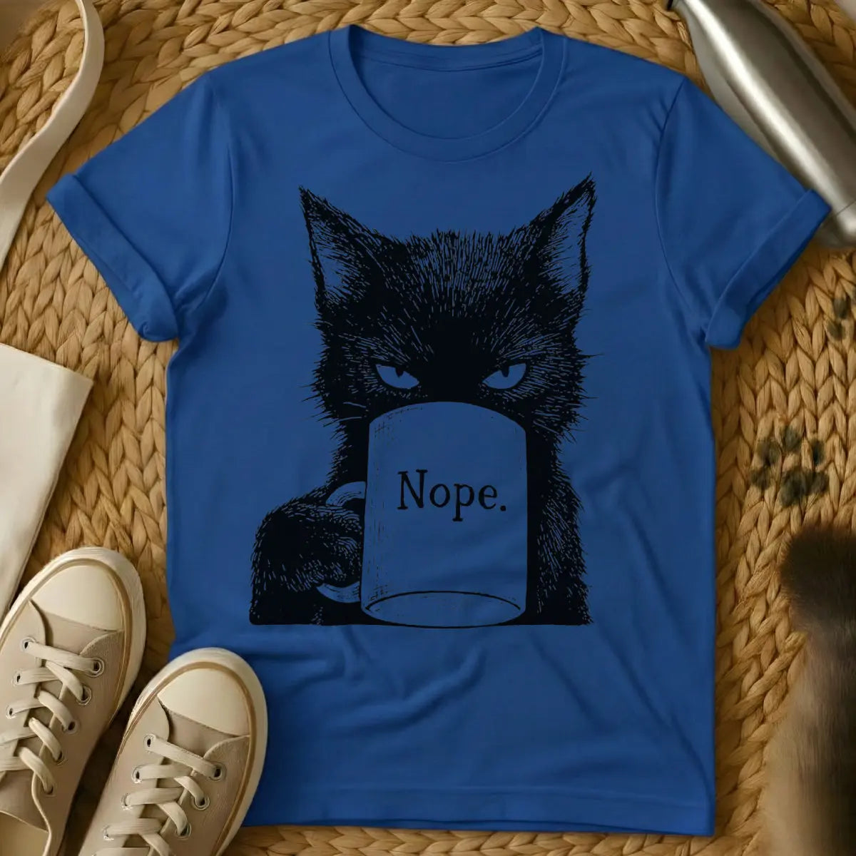 Nope Cat Shirt - Blue Cat T-Shirt