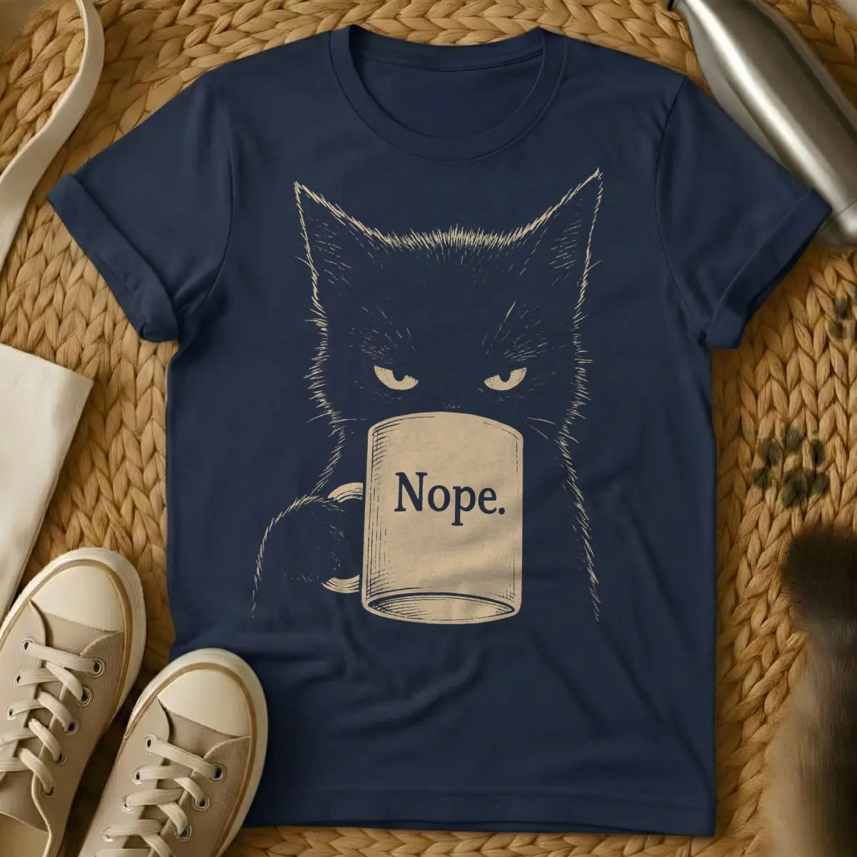 Nope Cat Shirt - Navy Cat T-Shirt