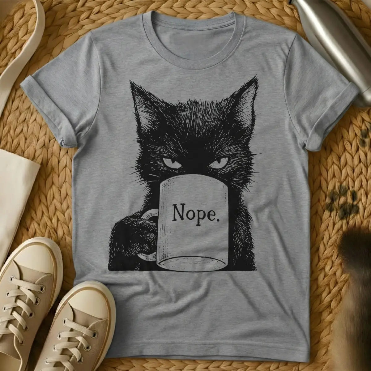 Nope Cat Shirt - Gray Cat T-Shirt