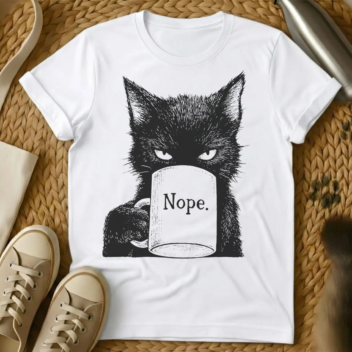 Nope Cat Shirt - White Cat T-Shirt