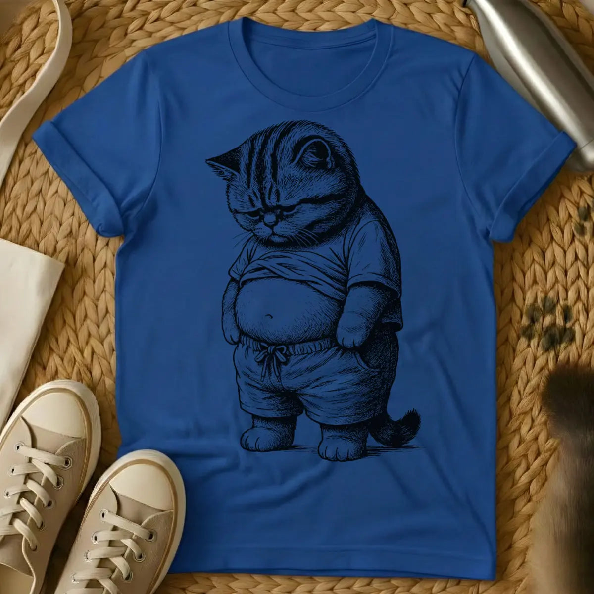 Chubby Cat Shirt - Blue T-Shirt - cat body positivity, chonky cat, comfort core cat