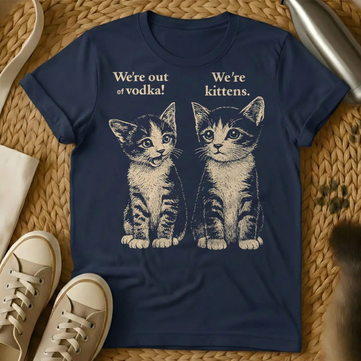 Kitten Vodka Shirt - Navy Cat T-Shirt