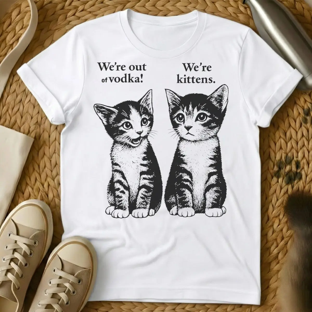 Kitten Vodka Shirt - White Cat T-Shirt