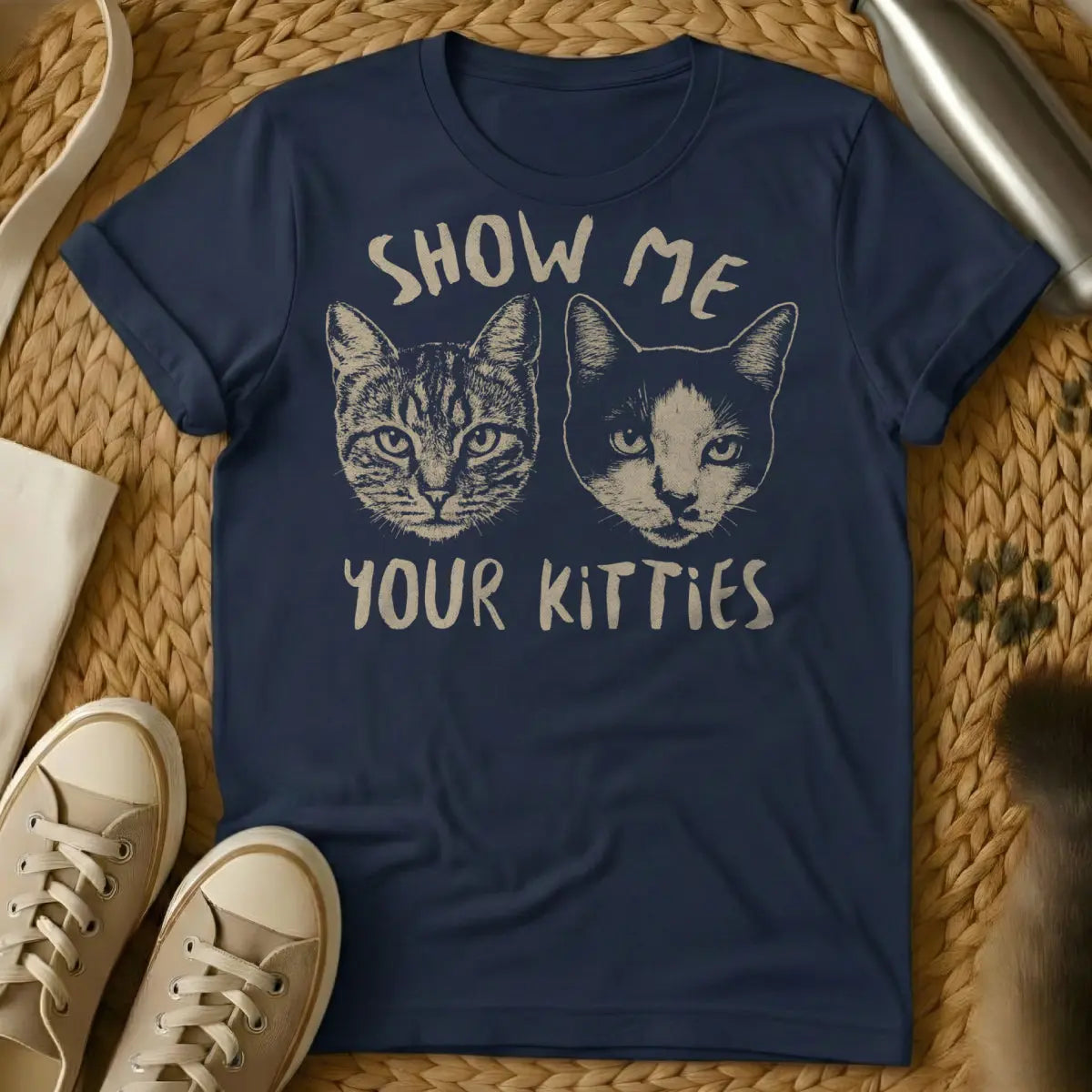 Show Me Your Kitties Shirt - Navy Cat T-Shirt