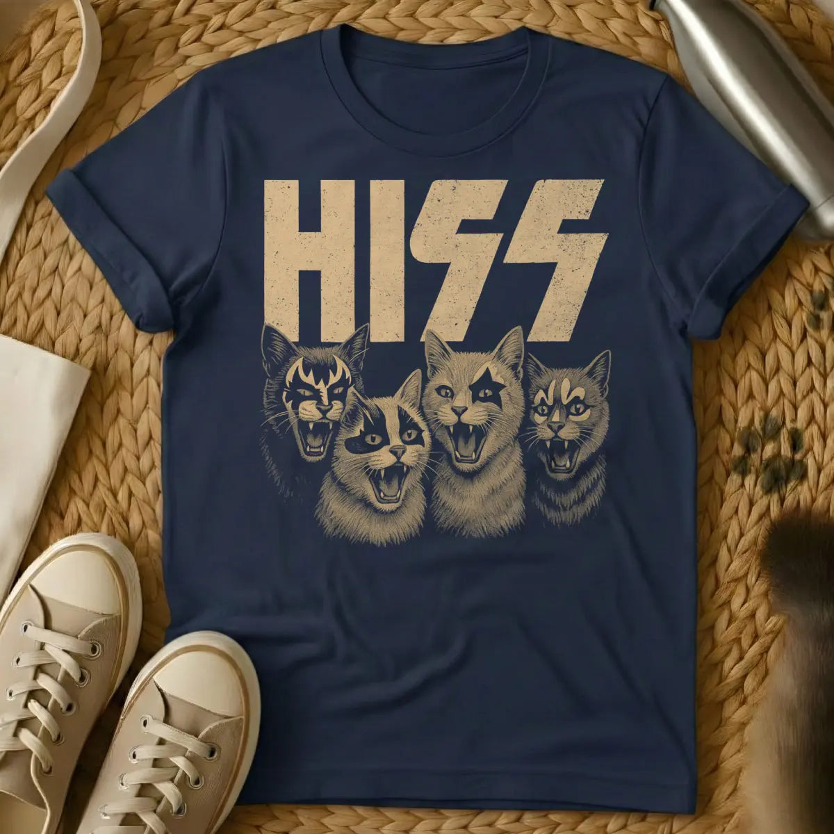 Hiss Cat Shirt - Navy Cat T-Shirt