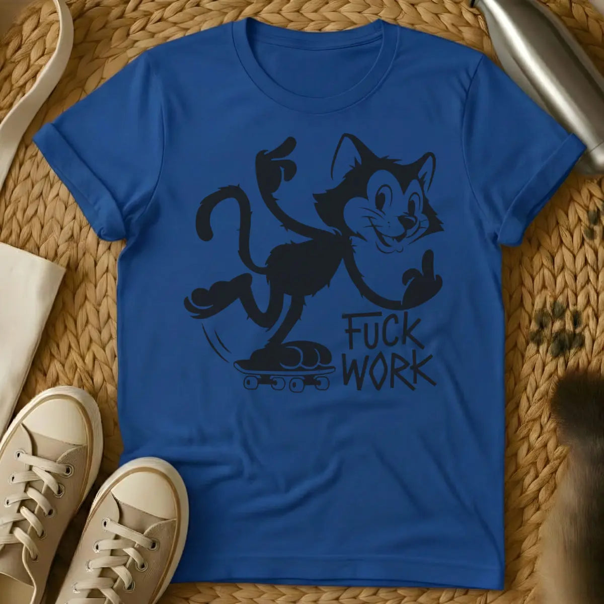 Work Hate Tee - Blue Cat T-Shirt