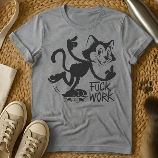 Work Hate Tee - Gray Cat T-Shirt