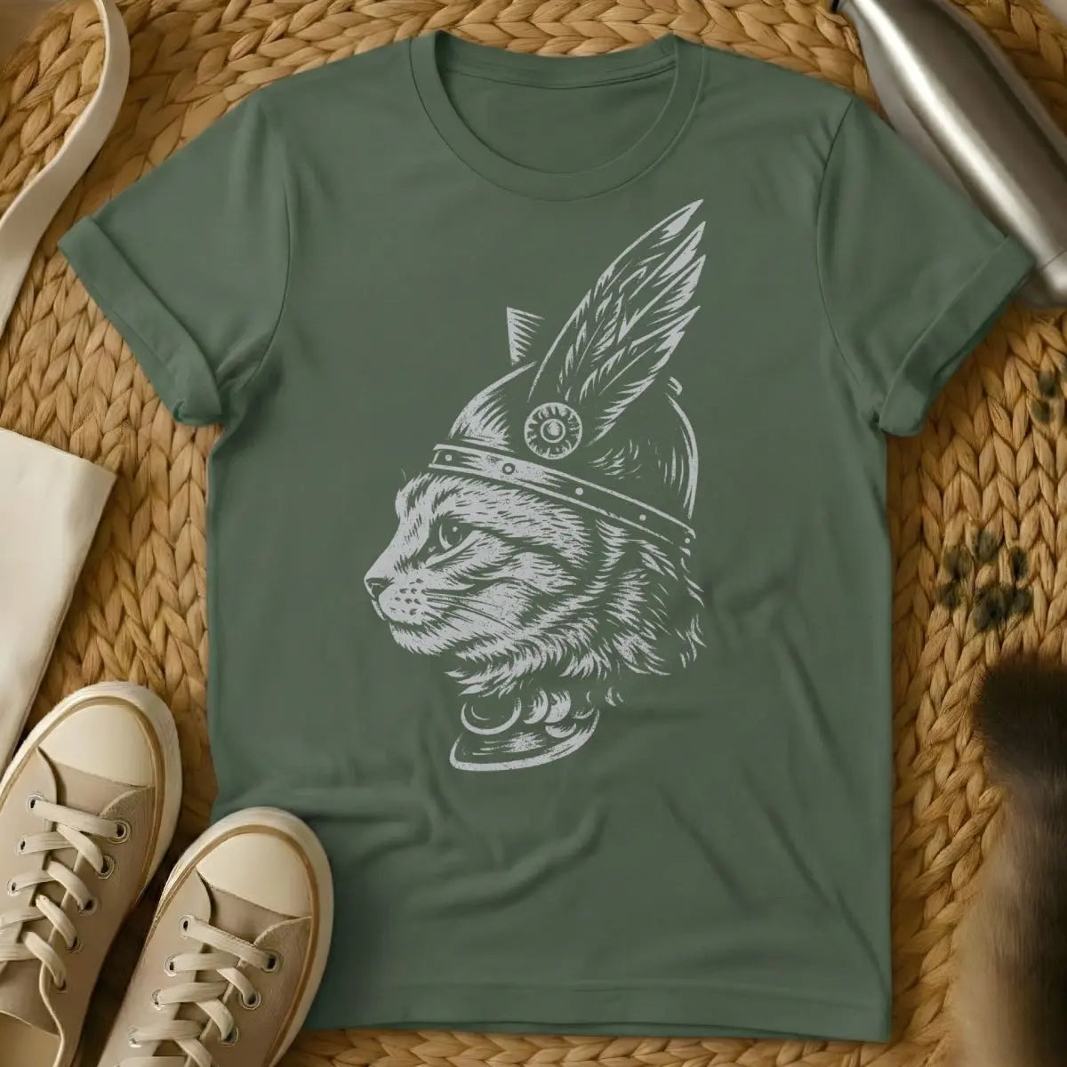 Roman Cat Shirt - Military Green Cat T-Shirt