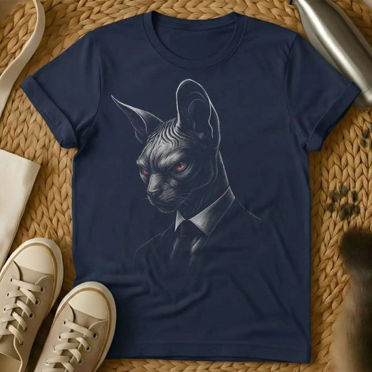 Sphynx Cat T Shirt - Navy Cat T-Shirt