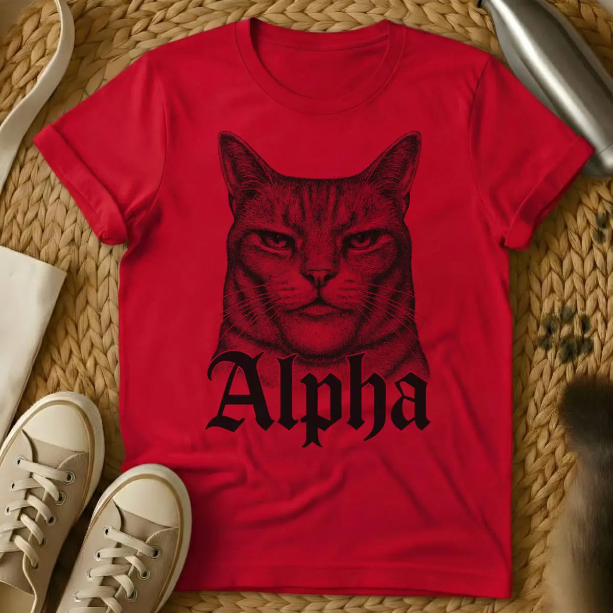 Alpha Cat Shirt - Red T-Shirt - cat royalty humor, feline overlord, household hierarchy cat
