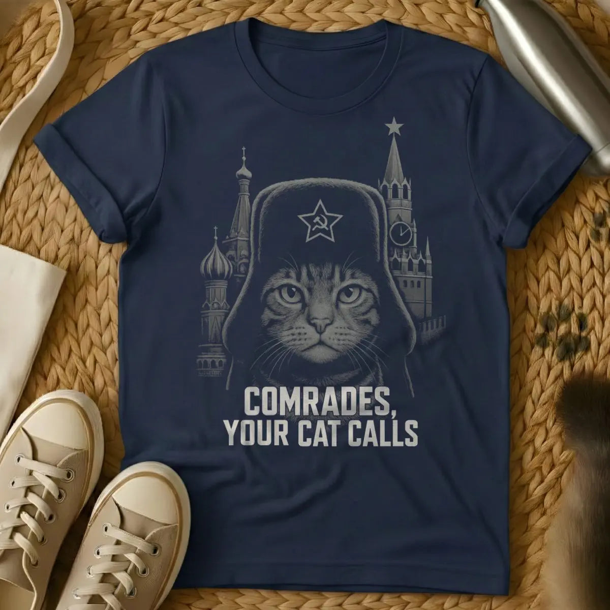 Soviet Cat Shirt - Navy Cat T-Shirt