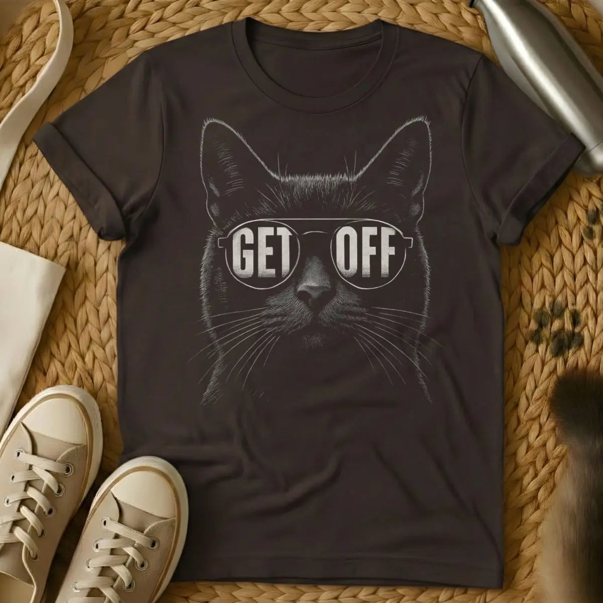 Get Off Cat Shirt - Dark Chocolate Cat T-Shirt