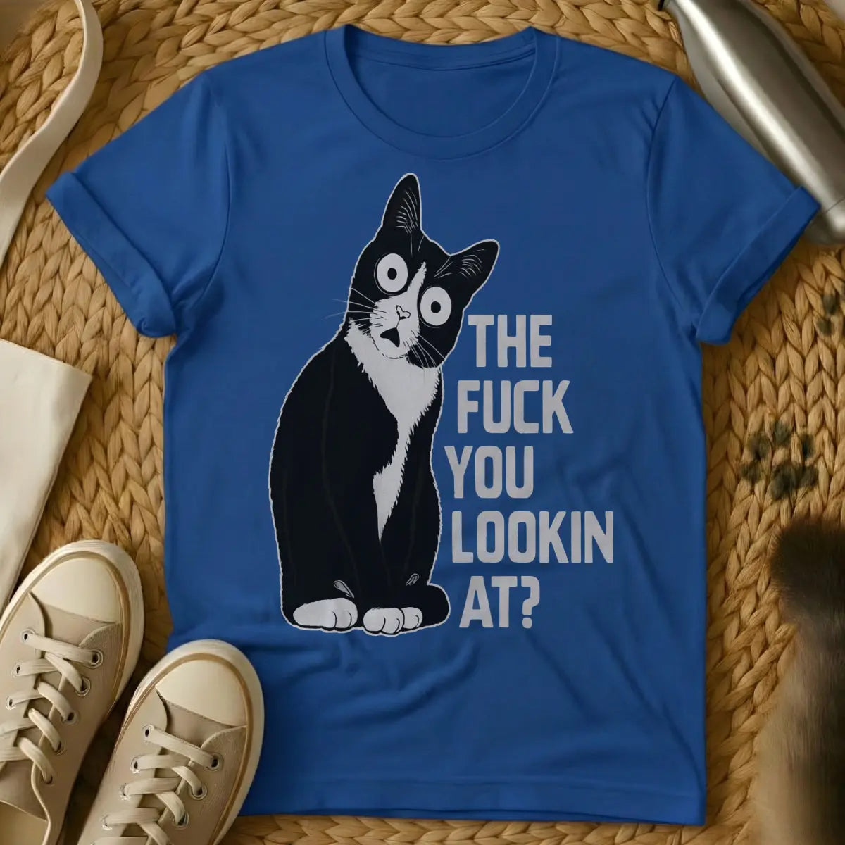 Looking at Cat Shirt - Blue Cat T-Shirt