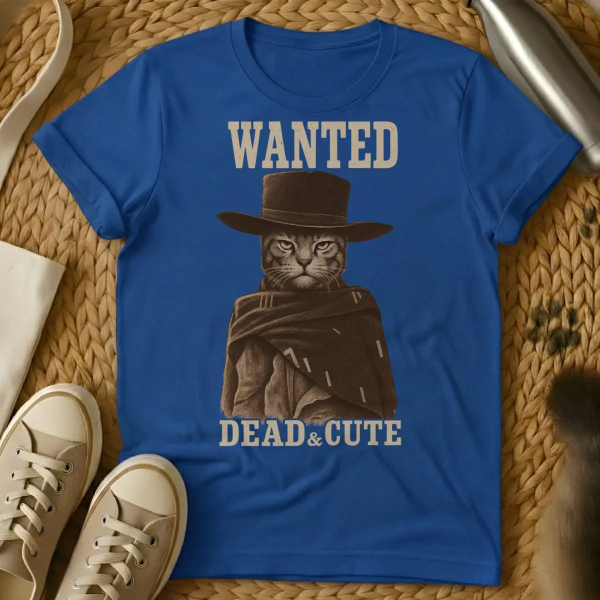 Wanted Cat Shirt - Blue Cat T-Shirt