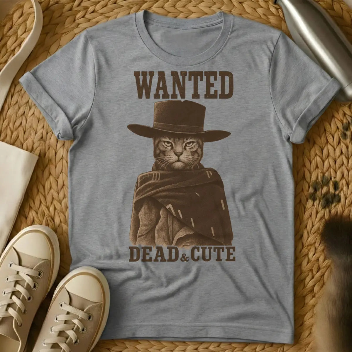 Wanted Cat Shirt - Gray Cat T-Shirt