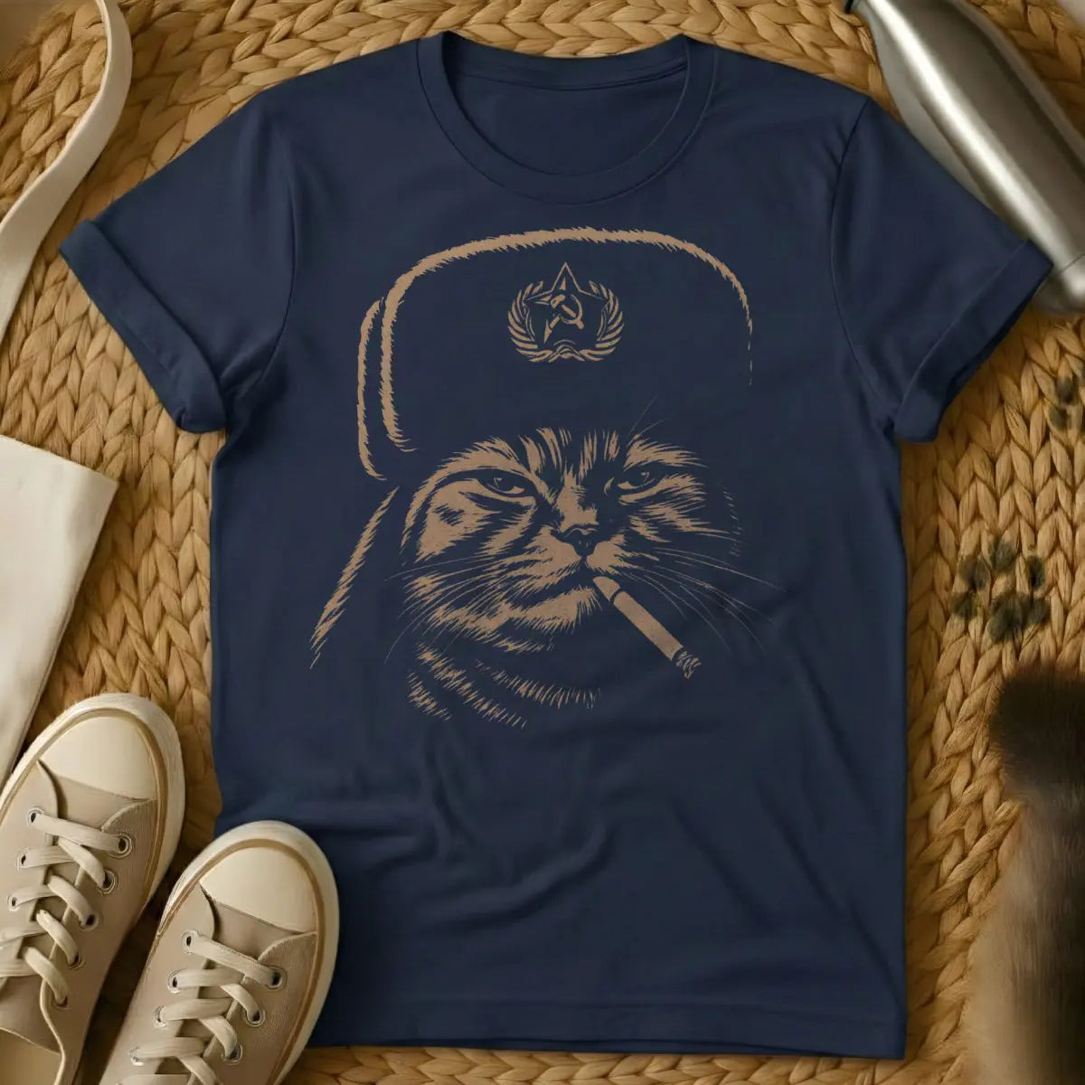 Communist T Shirt - Navy T-Shirt - communist cat, marxist humor, political satire tee
