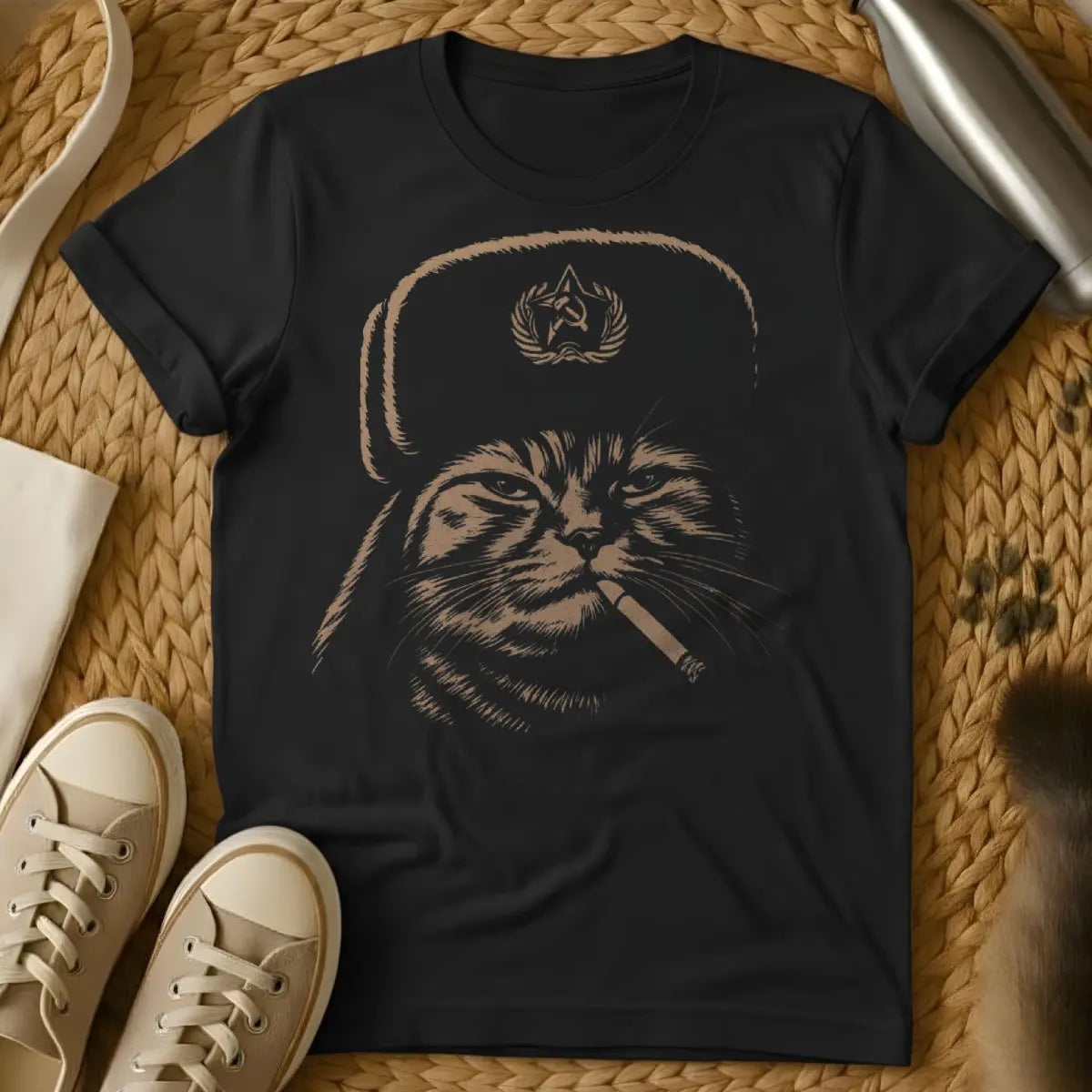 Communist T Shirt - Black T-Shirt - communist cat, marxist humor, political satire tee