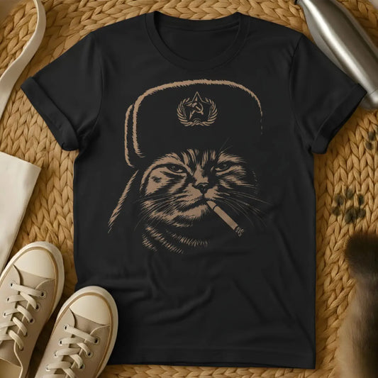 Communist T Shirt - Black T-Shirt - communist cat, marxist humor, political satire tee