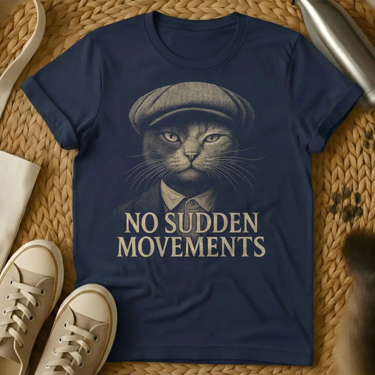 Move On Cat Shirt - Navy Cat T-Shirt