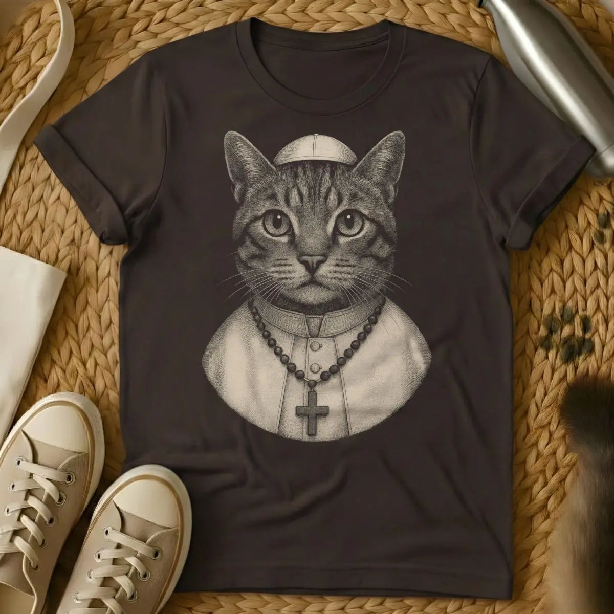 Pope Tee - Dark Chocolate Cat T-Shirt