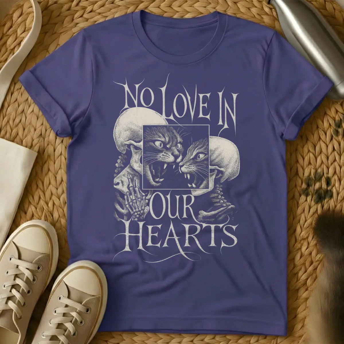 No Love T Shirt - Purple Cat T-Shirt