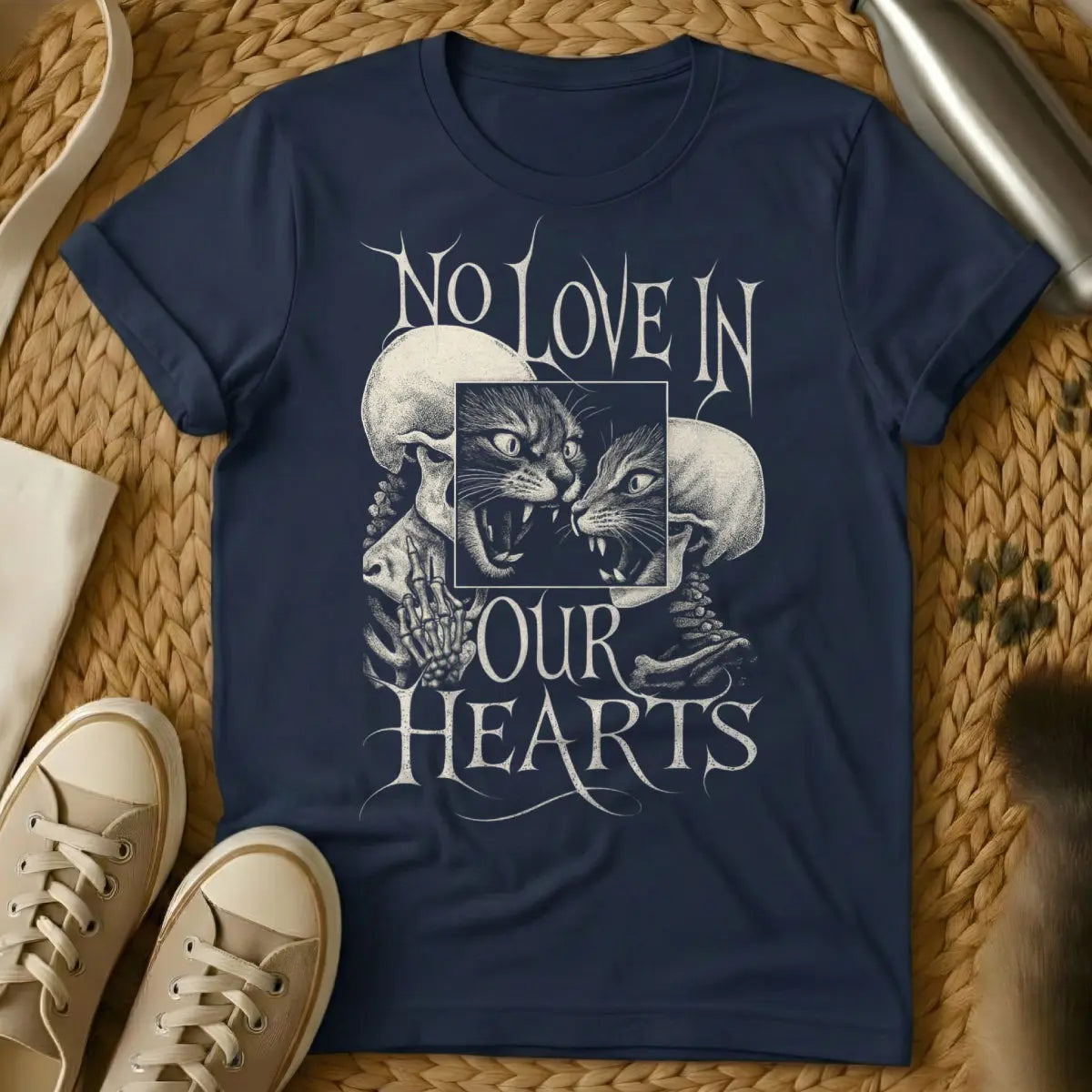 No Love T Shirt - Navy Cat T-Shirt