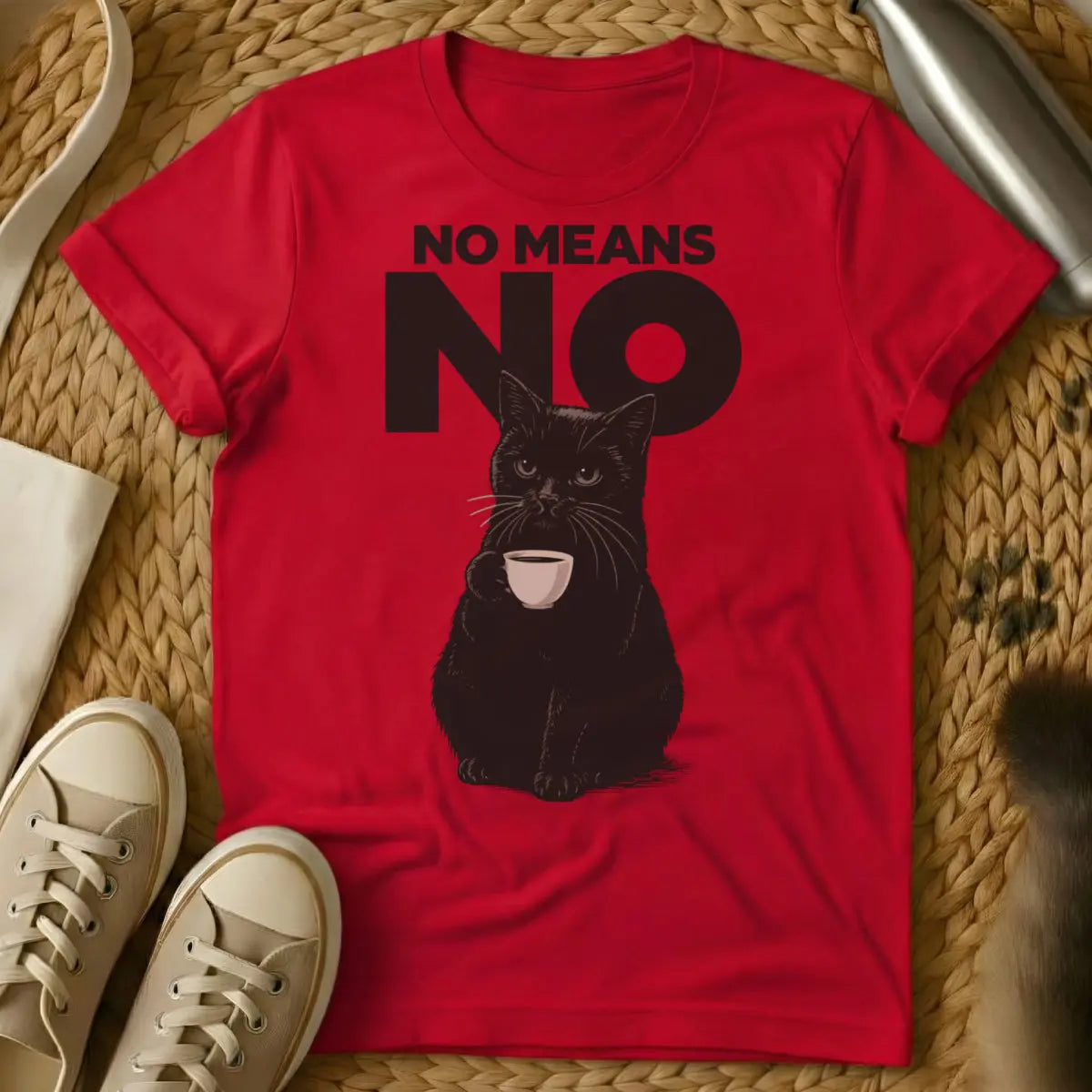No Means No Shirt - Red Cat T-Shirt