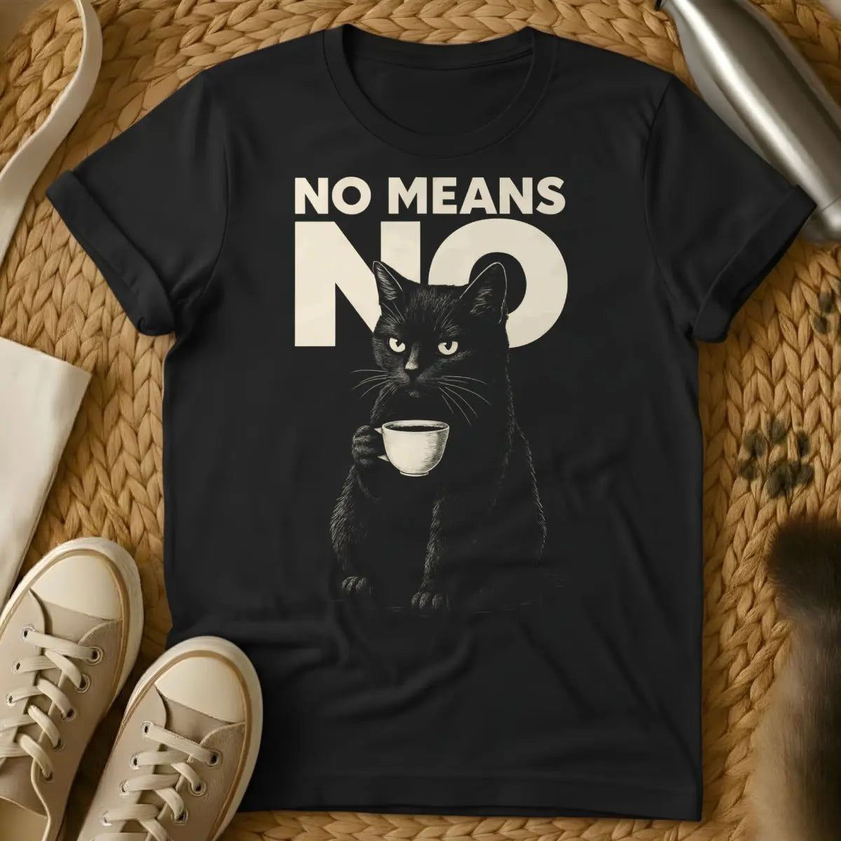 No Means No Shirt - Black Cat T-Shirt