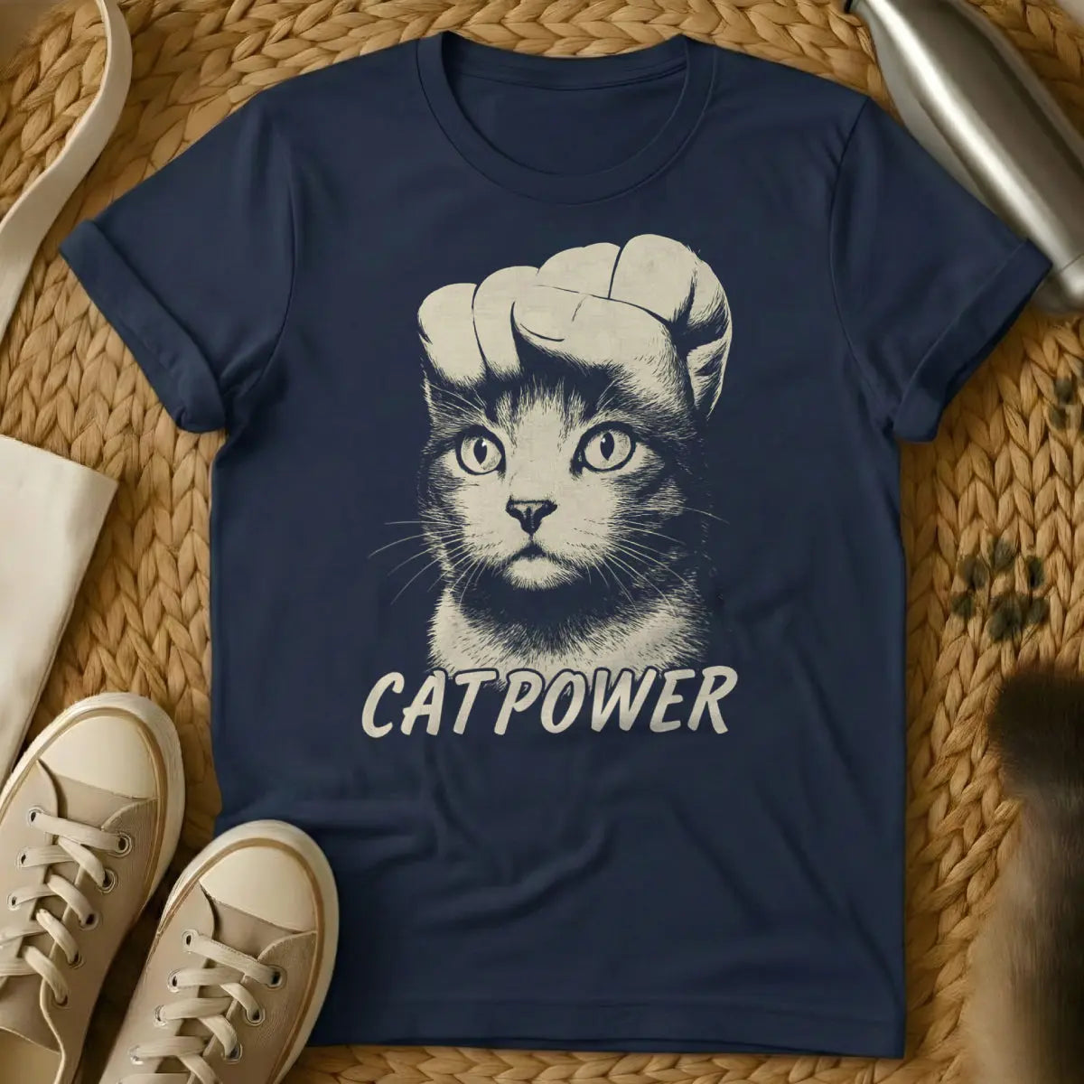 Cat Power Shirt - Navy T-Shirt - cat zoomies, chaotic cat energy, feline antics