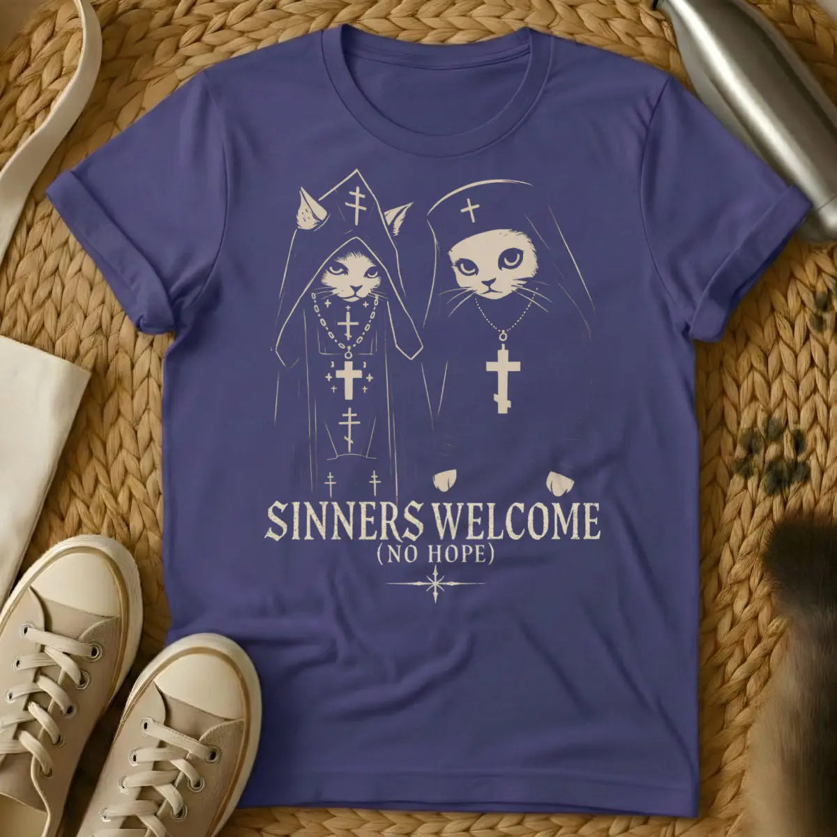 Sinners Cat Shirt - Purple Cat T-Shirt