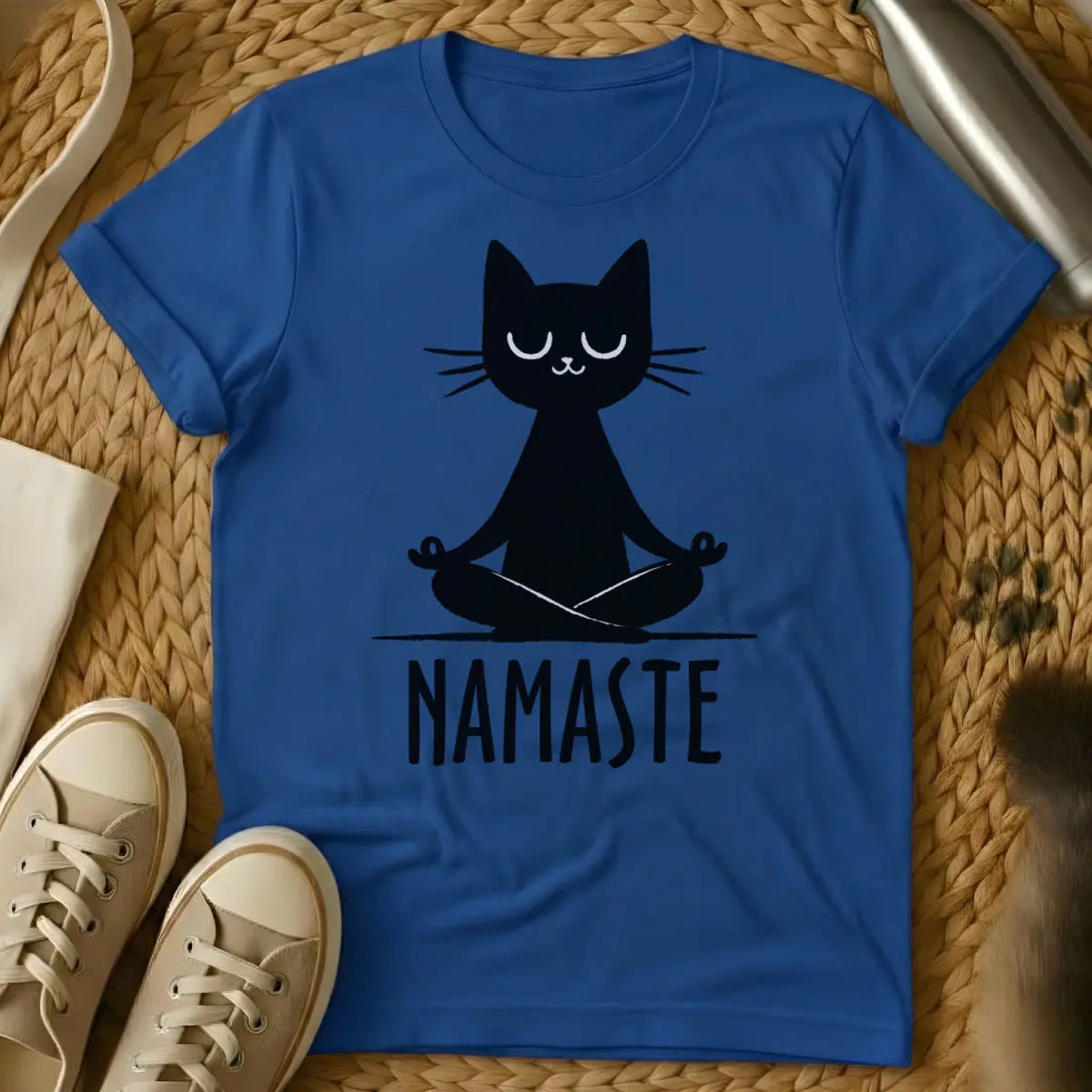 Namaste Cat T-Shirt - Blue Cat T-Shirt