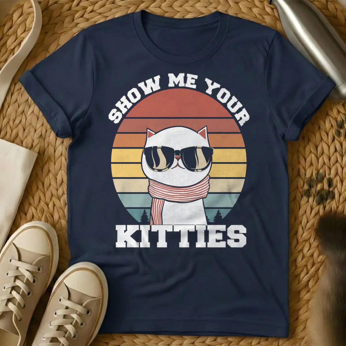 Show Me Your Kitties Cat Shirt - Navy Cat T-Shirt
