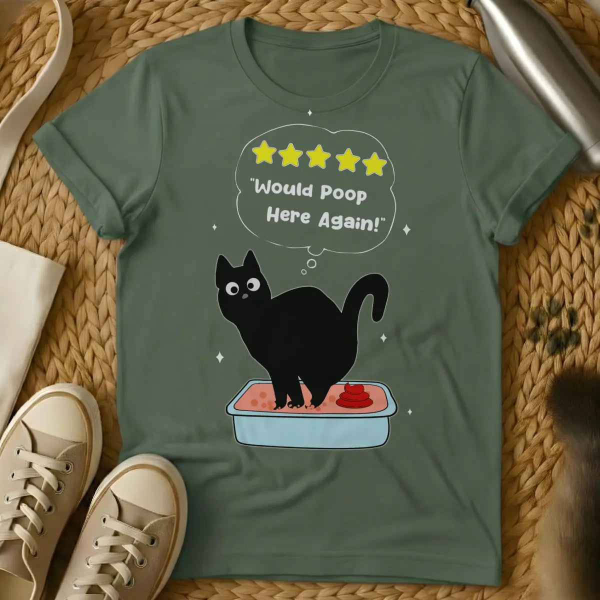 Poop Cat Shirt - Military Green Cat T-Shirt
