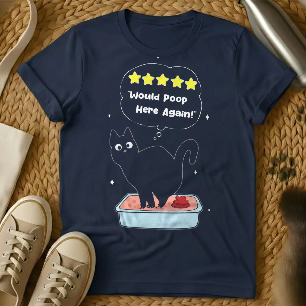 Poop Cat Shirt - Navy Cat T-Shirt