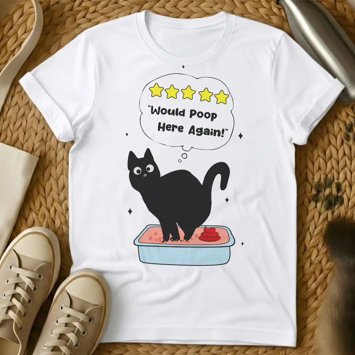Poop Cat Shirt - White Cat T-Shirt