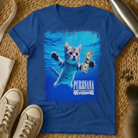 Nirvana Nevermind Cat Shirt - Blue Cat T-Shirt