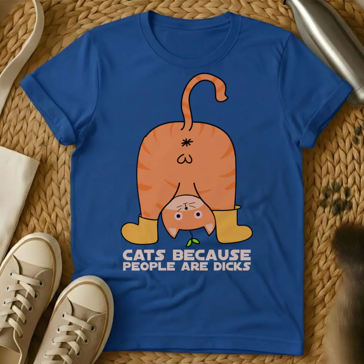 Cat Sarcasm Cat Tee - Blue T-Shirt - deadpan humor apparel, dry wit feline, introvert cat parent