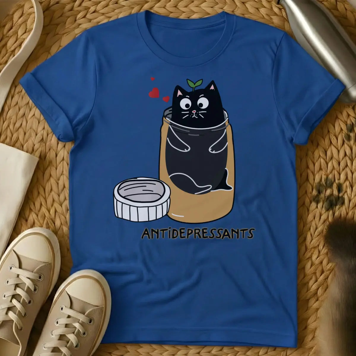Antidepressants Cat Shirt - Blue T-Shirt - emotional support cat, feline therapy, mental wellness cat