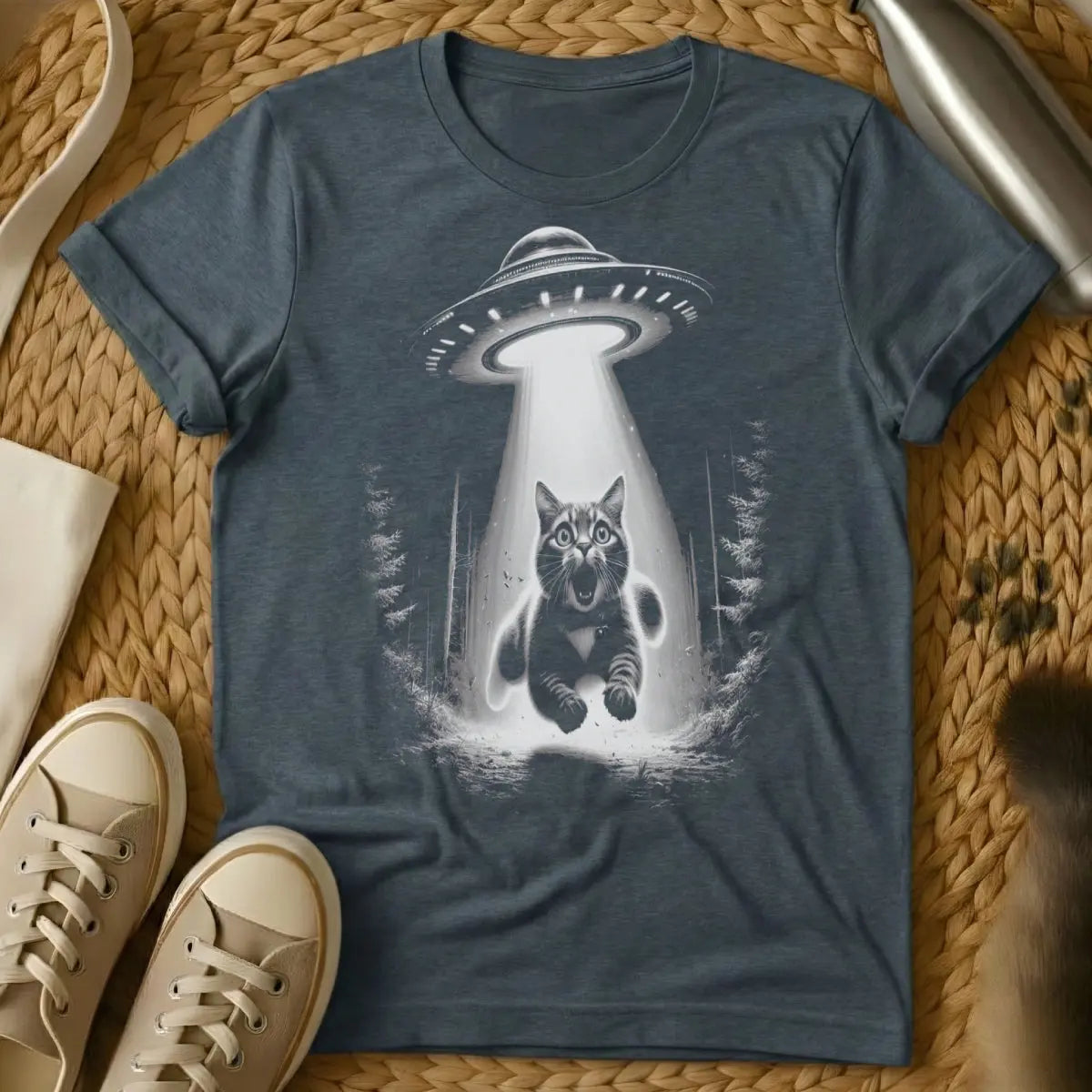 UFO Cat Shirt - Dark Heather Cat T-Shirt