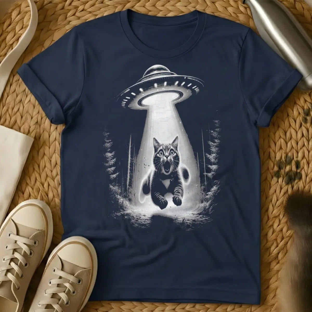 UFO Cat Shirt - Navy Cat T-Shirt