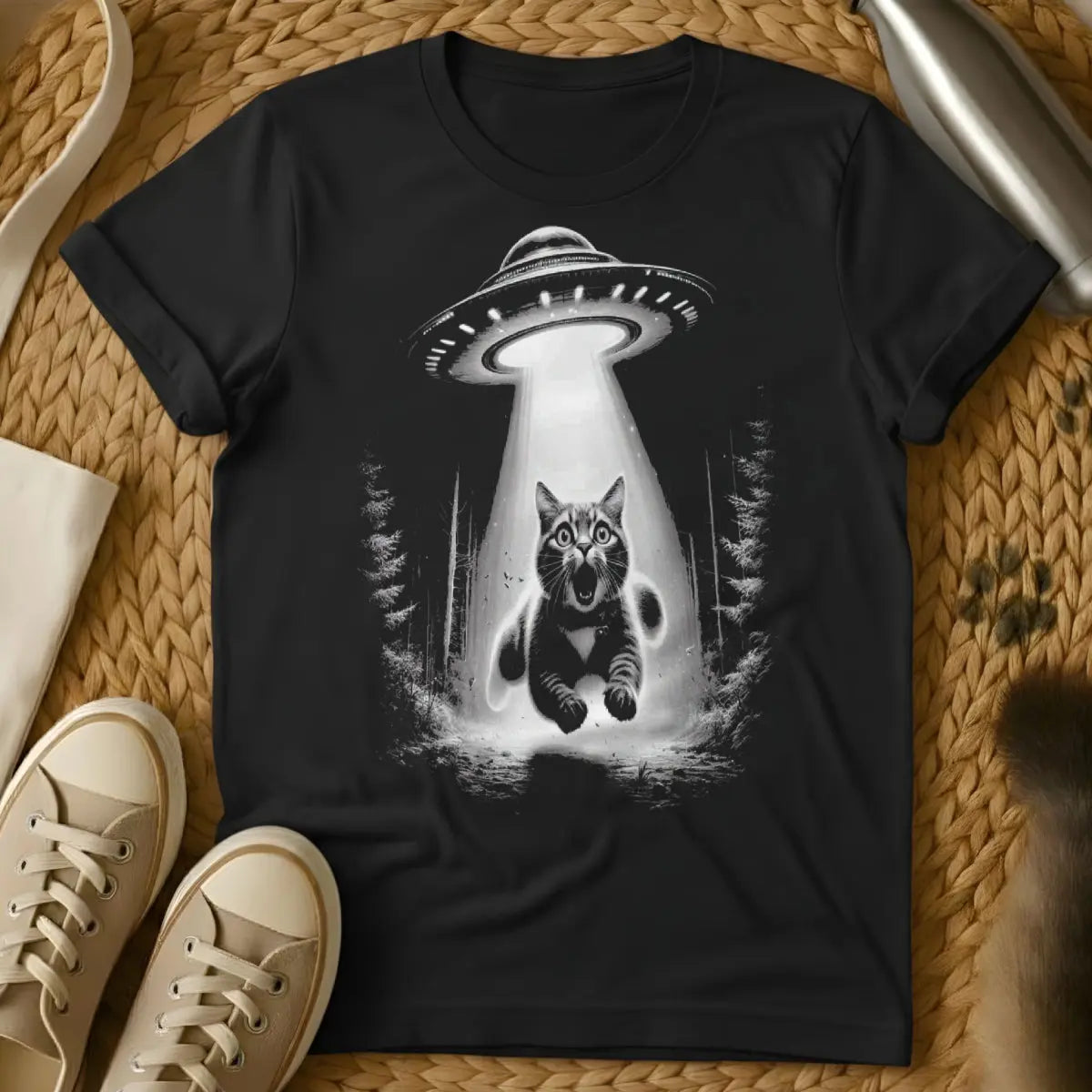 UFO Cat Shirt - Black Cat T-Shirt