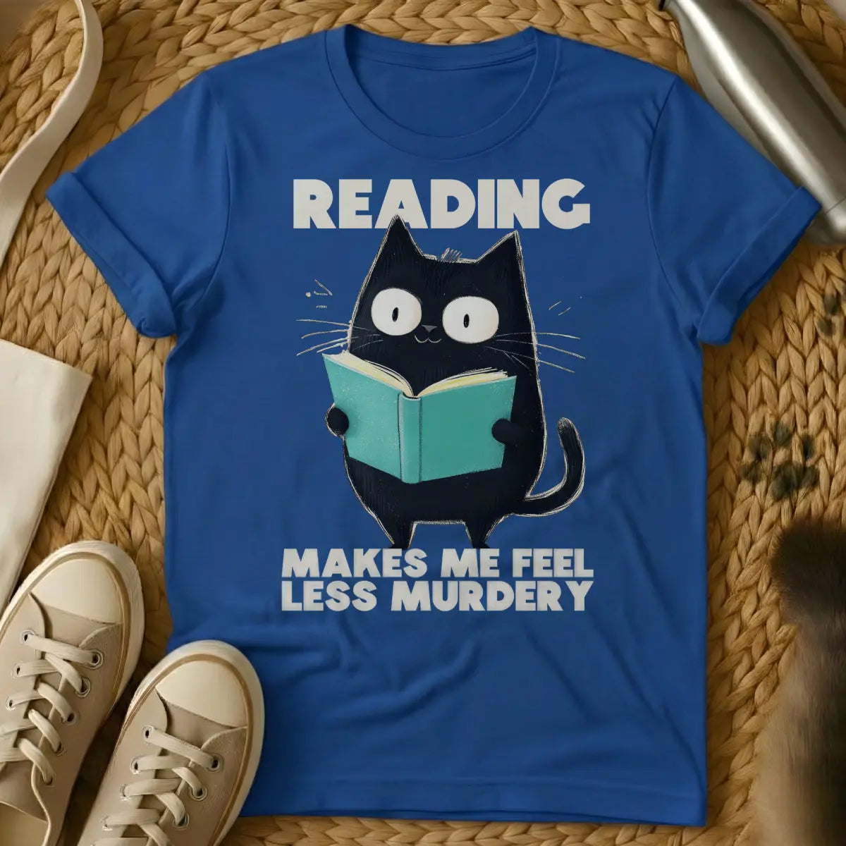 Read Cat Shirt - Blue Cat T-Shirt