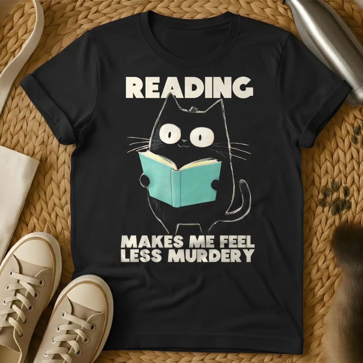 Read Cat Shirt - Black Cat T-Shirt