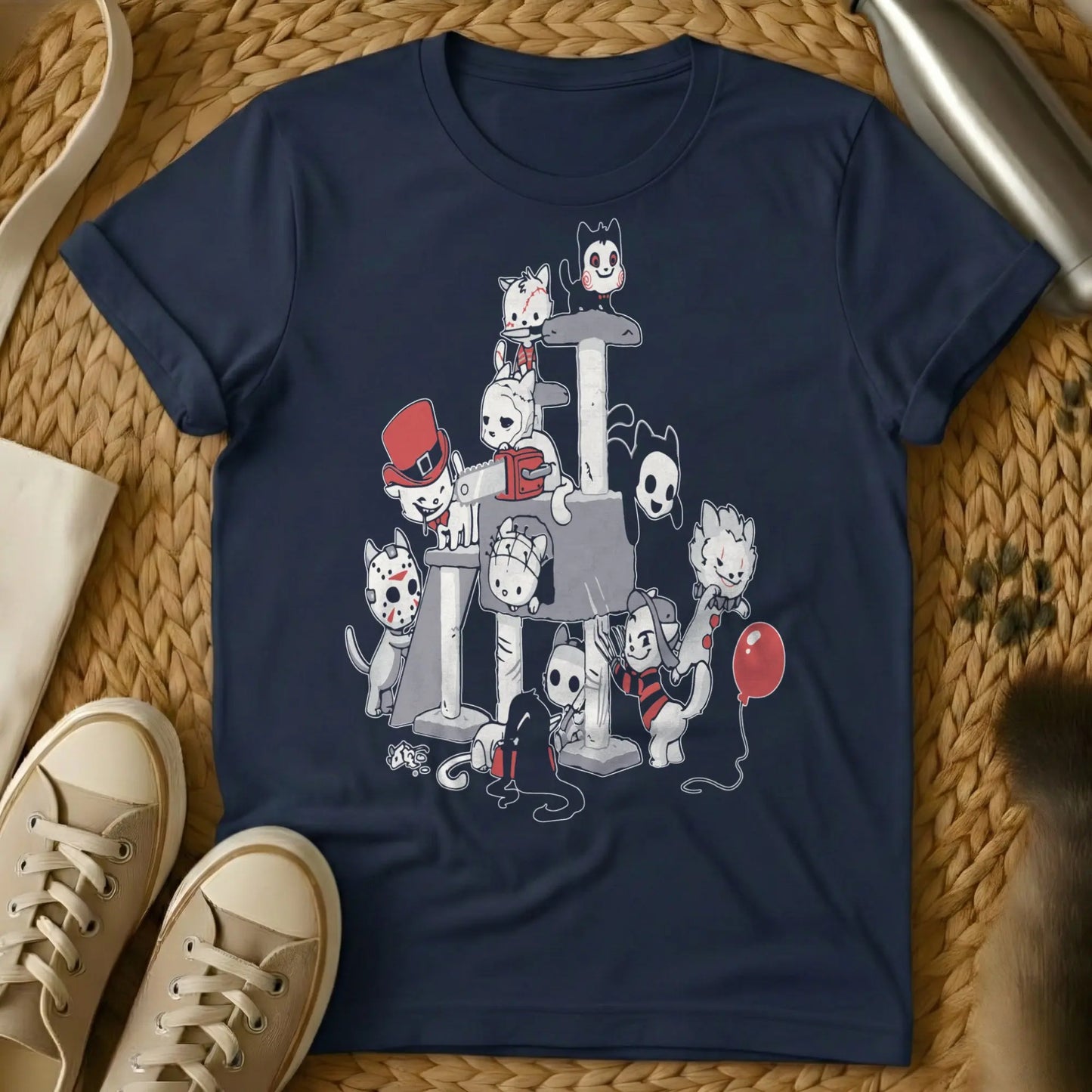 Horror Cat Shirt - Navy Cat T-Shirt