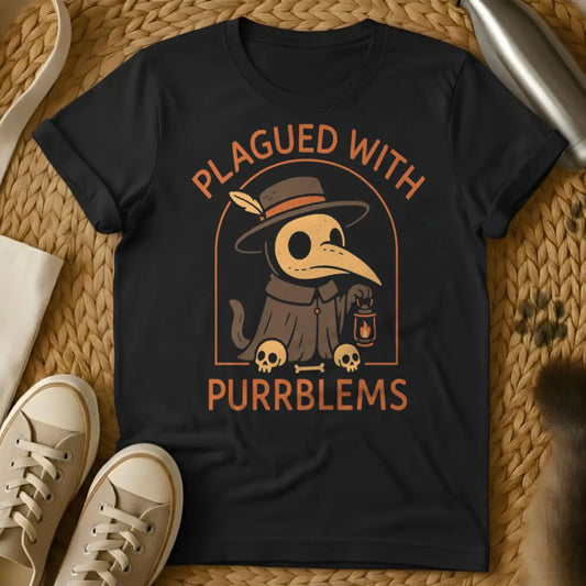 Plague Doctor Cat T-Shirt - Black Cat T-Shirt