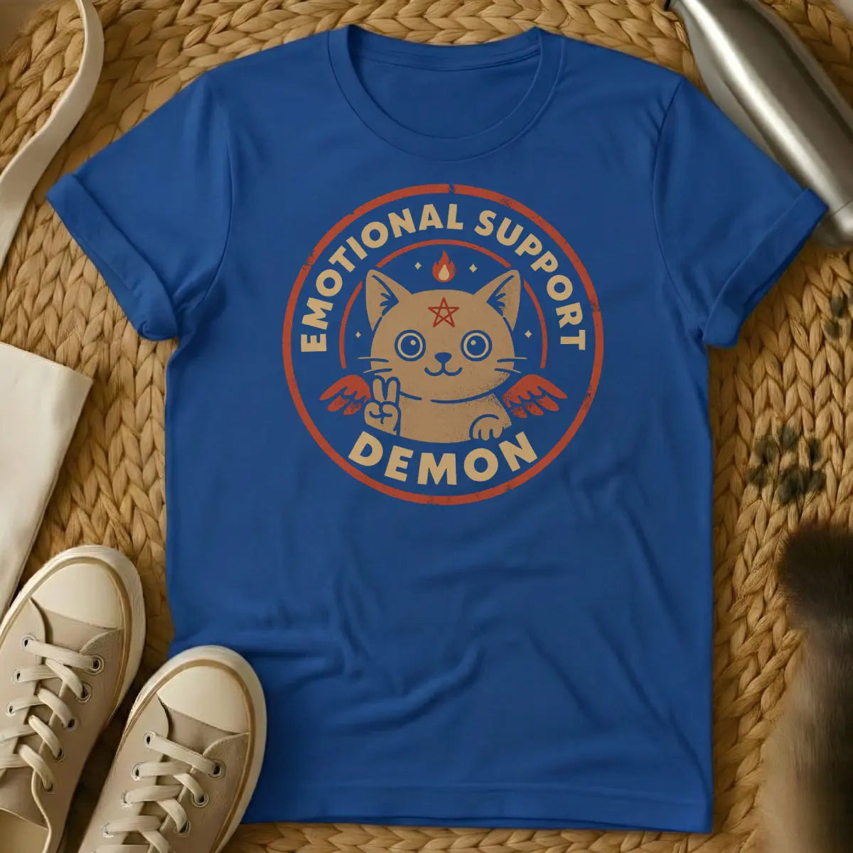 Demon Cat Shirt - Blue T-Shirt - dark humor cat, gothic cat, occult cat