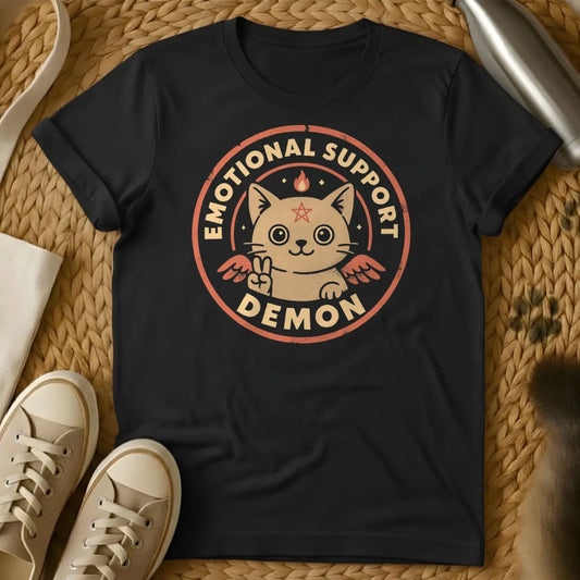 Demon Cat Shirt - Black T-Shirt - dark humor cat, gothic cat, occult cat