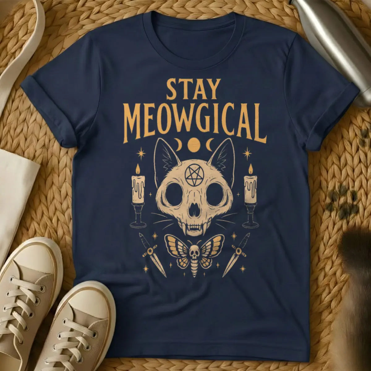 Stay Magical Cat Tee - Navy Cat T-Shirt