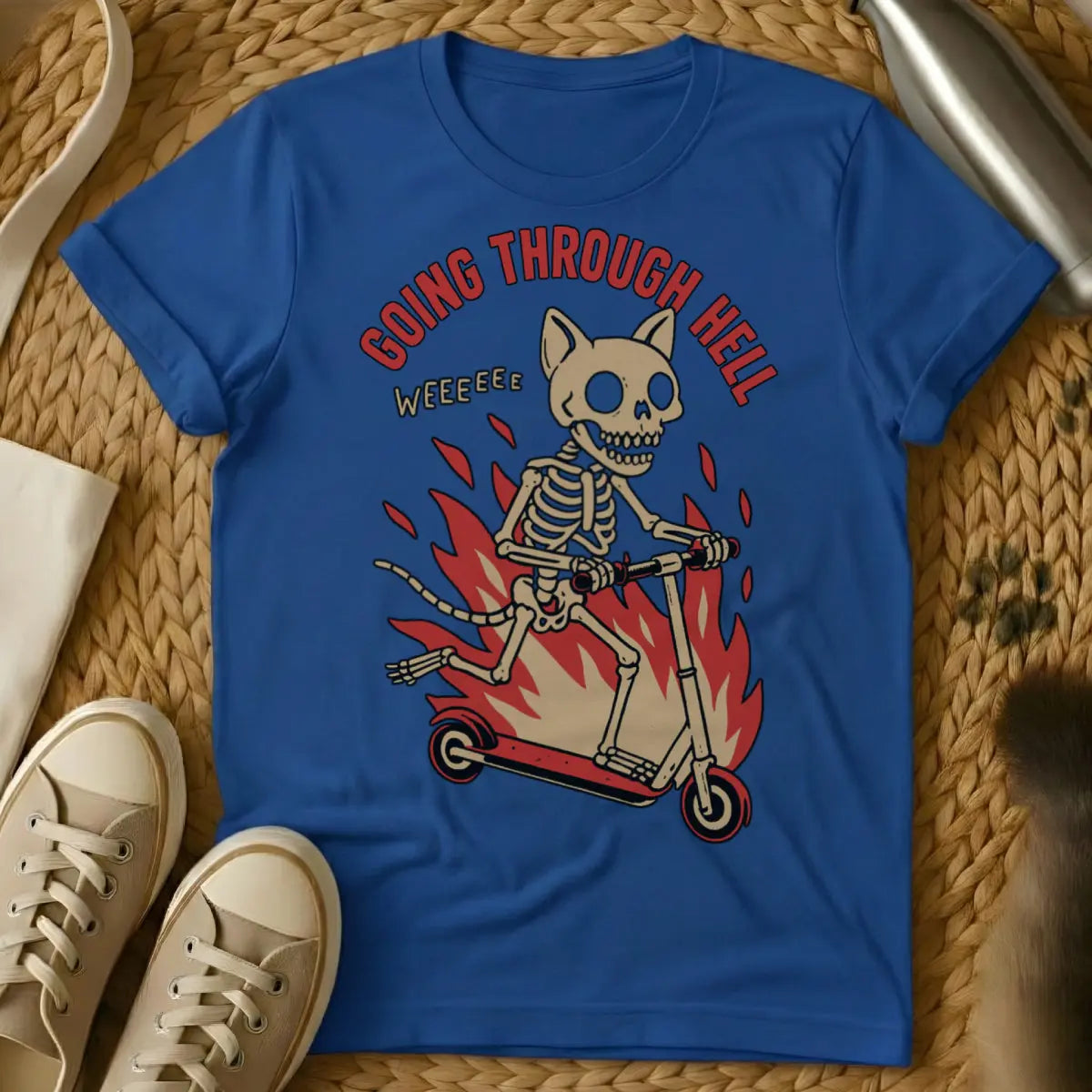 Going Through Hell Cat Tee - Blue Cat T-Shirt